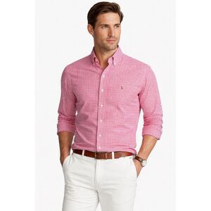Ralph Lauren Polo Pink White Gingham Button Down Shirt Men’s Large L Classic Fit
